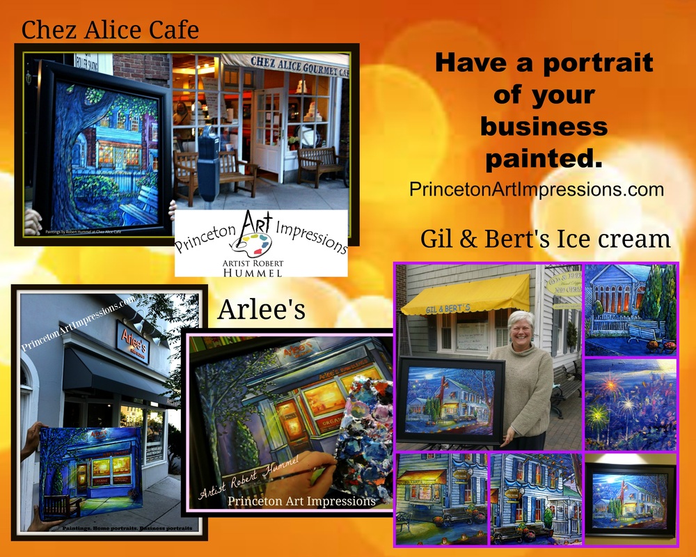 Princeton paintings and prints, Chez Alice gourmet bakery and cafe cafe, Paintings of your business, Princeton Chamber of commerse, Princeton busineses, Arlees raw blends, Princeton marketing  