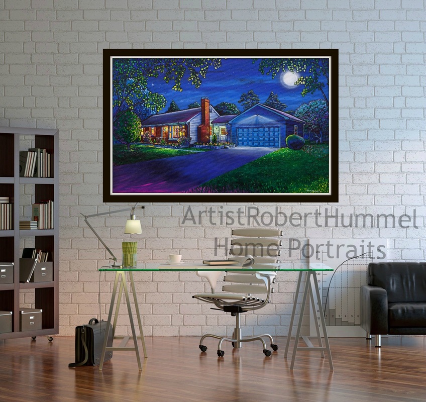 Artist robert hummel, business and house portraits, Princeton realestate, paintings by Robert Hummele